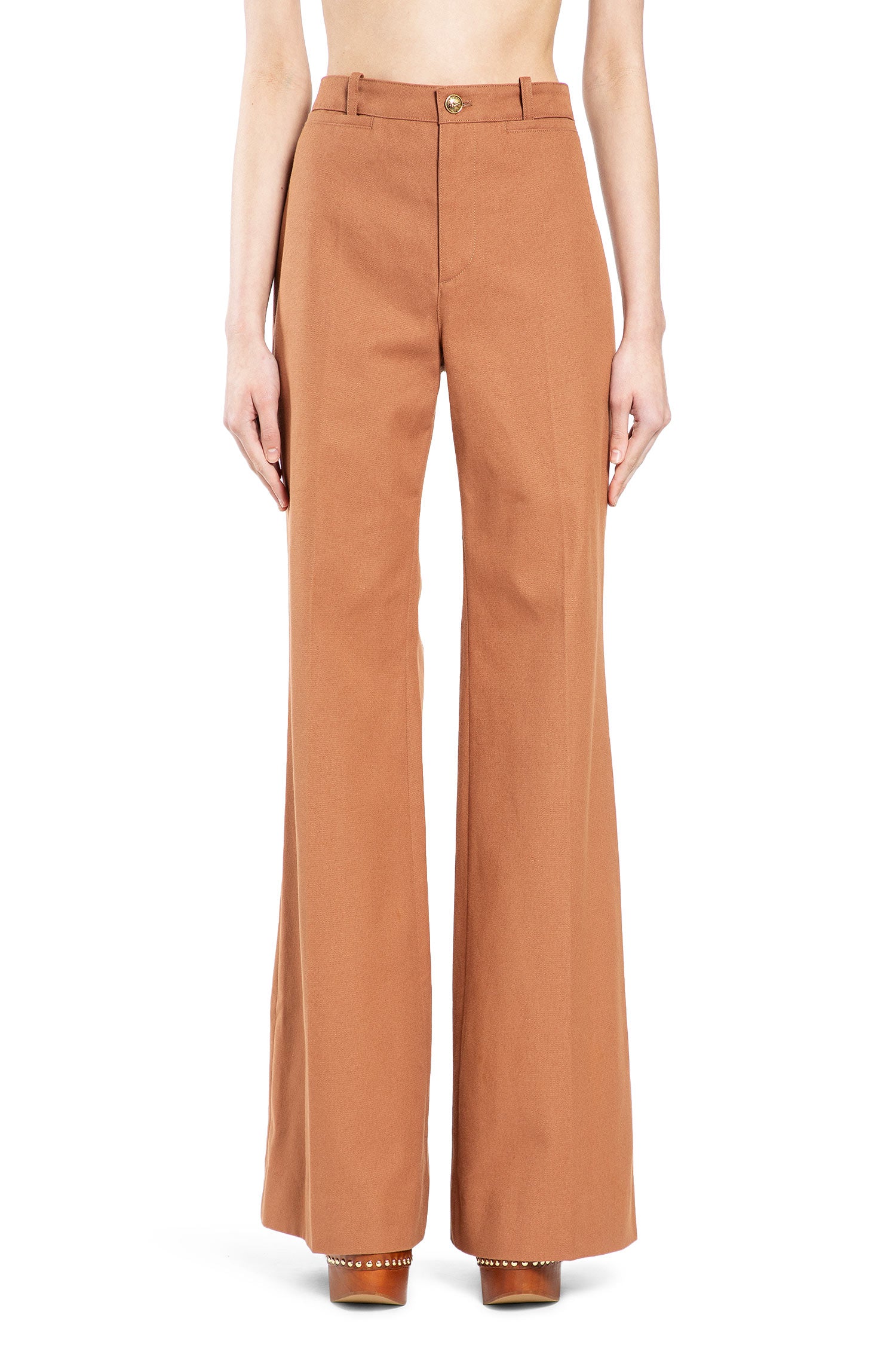 Chloé Flared Cotton Canvas Trousers, view 2