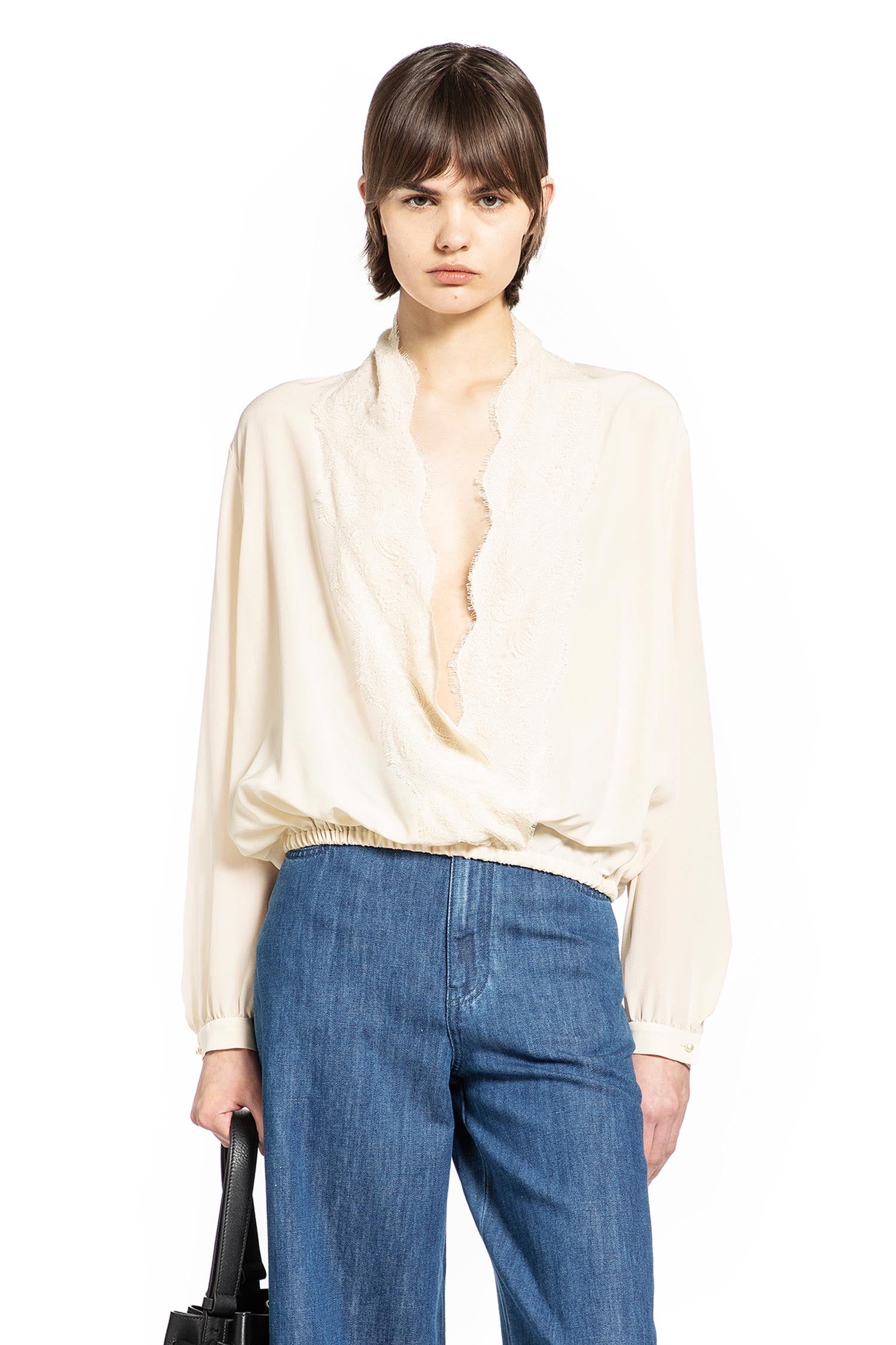 VALENTINO Lace Neck Blouse