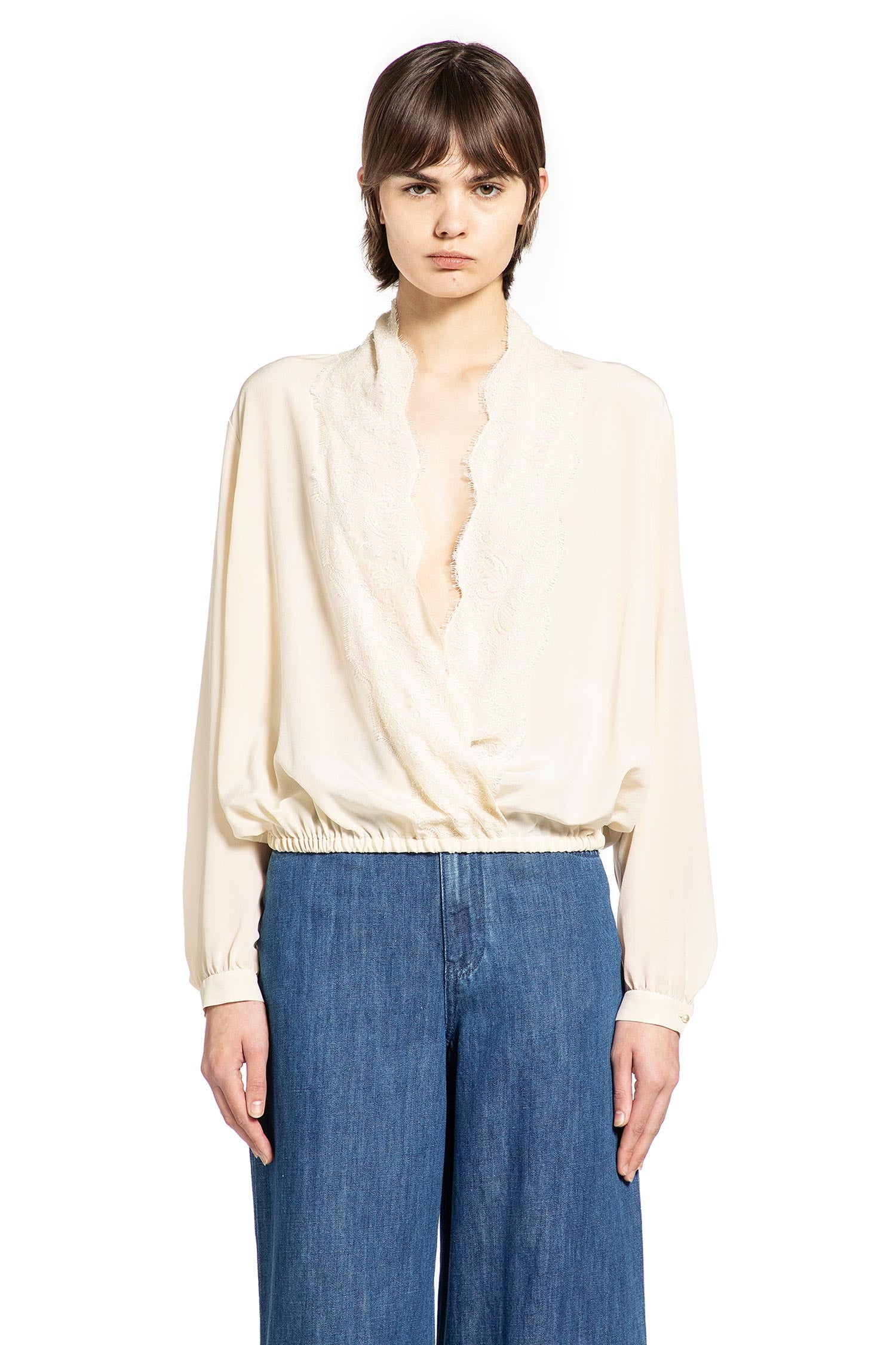VALENTINO Lace Neck Blouse, view 2