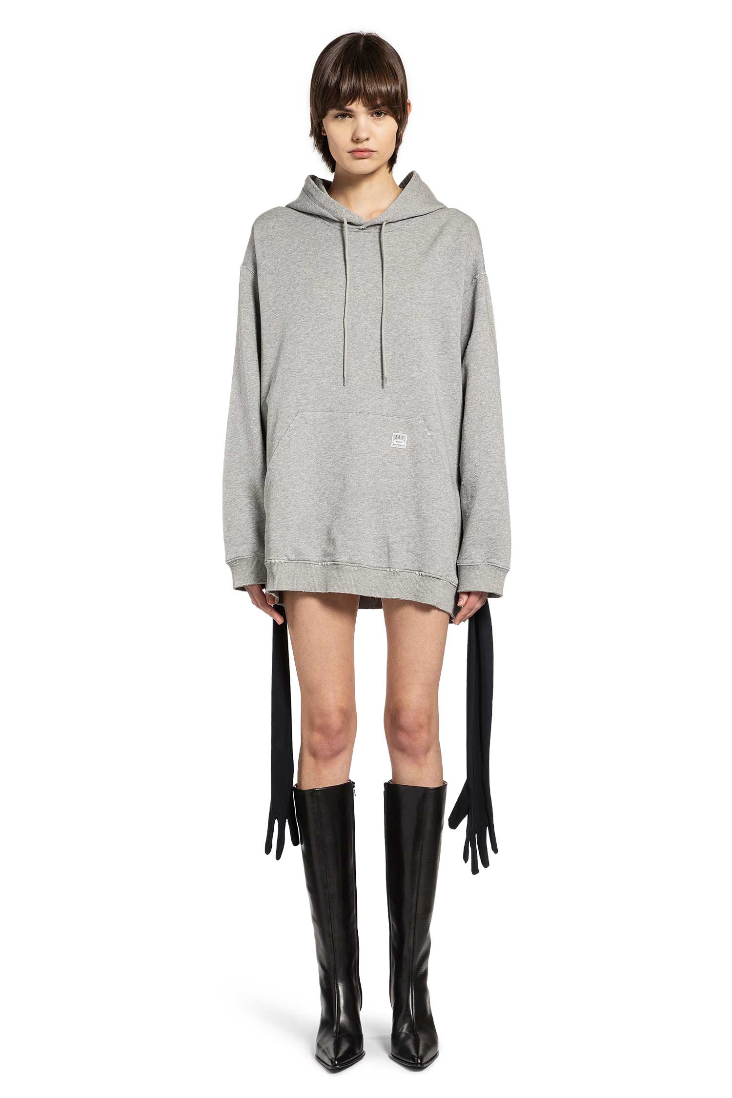 MM6 Maison Margiela Hooeded Glove Sweatshirt Mini Dress, view 2