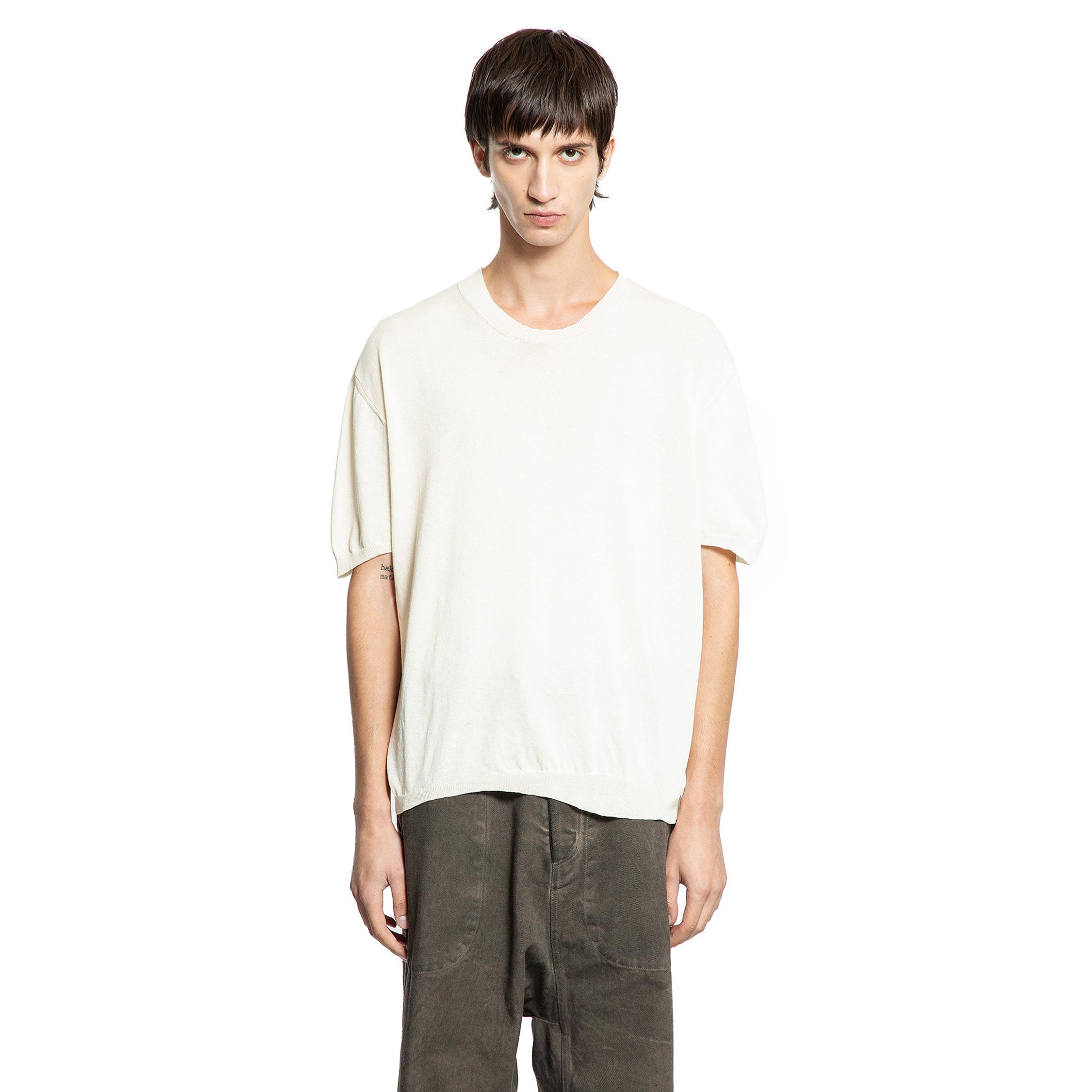 UMA WANG Short Sleeve Top in Lightweight Cotton Knit