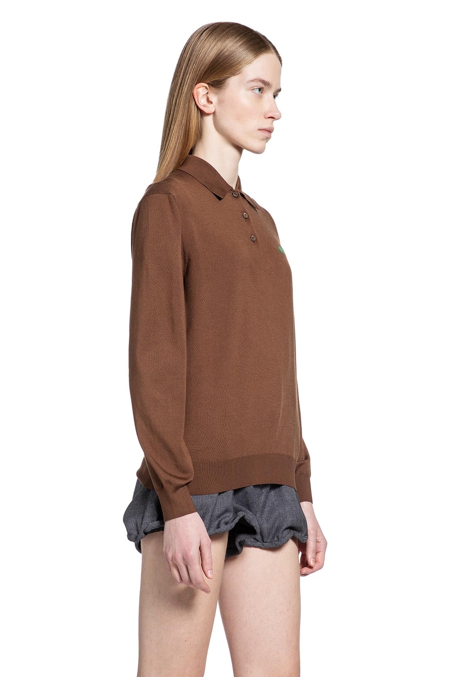 Prada Silk Long Sleeve Polo, view 3