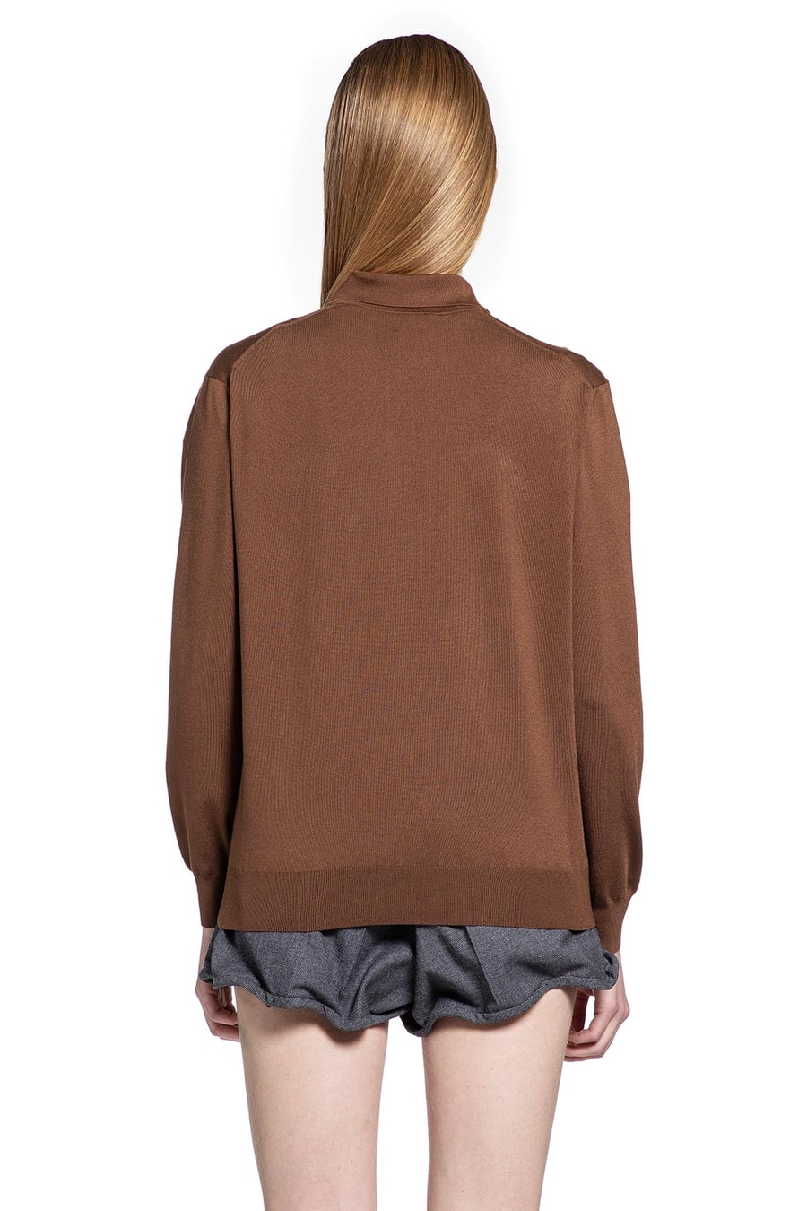 Prada Silk Long Sleeve Polo, view 4
