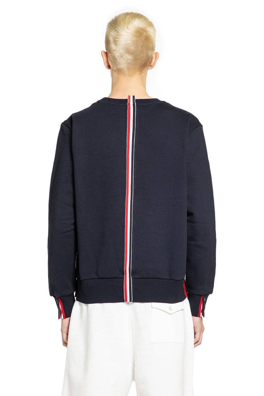 Thom Browne Classic Loopback RWB Sweatshirt, view 4
