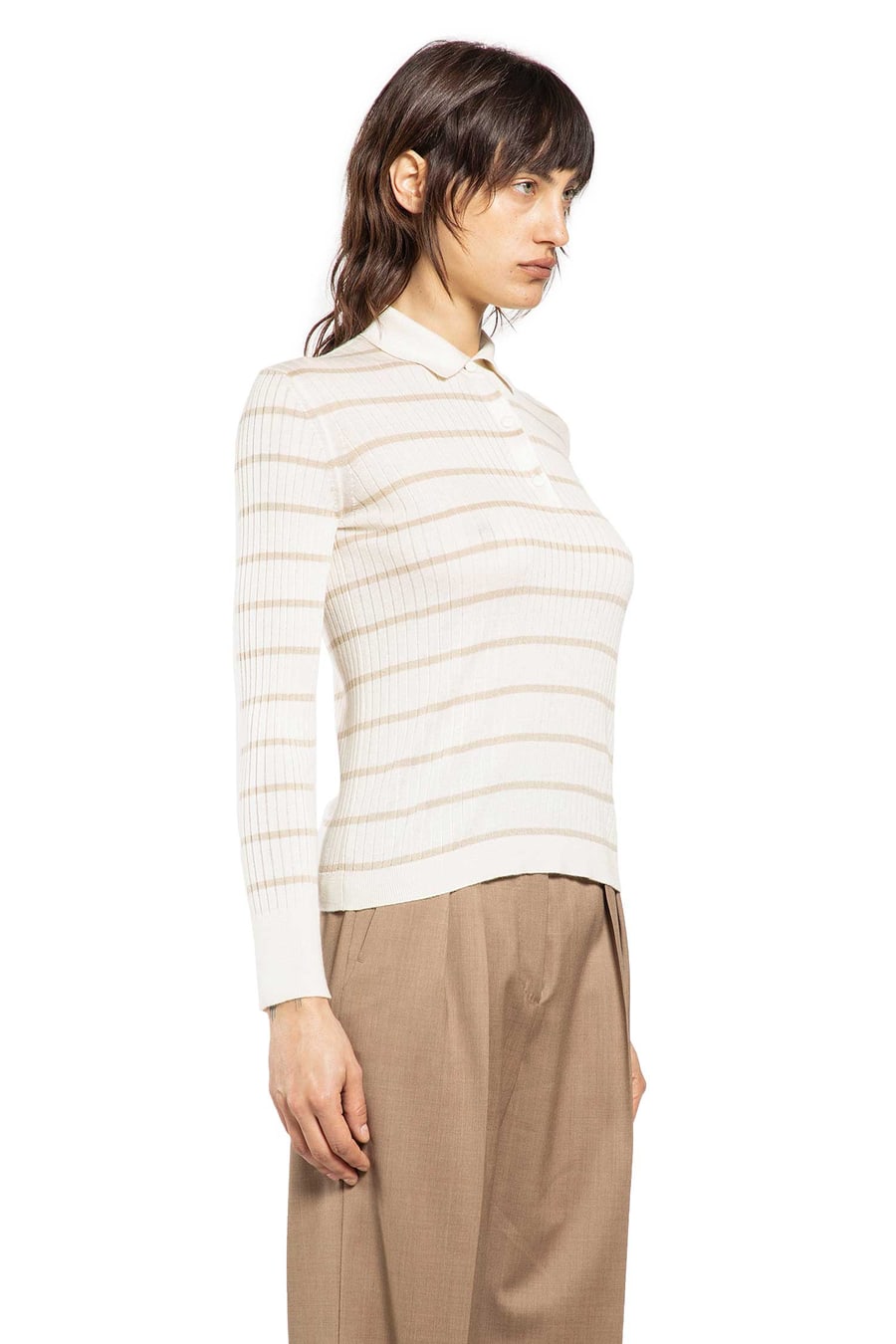 Max Mara Striped Cashmere Silk Polo, view 2