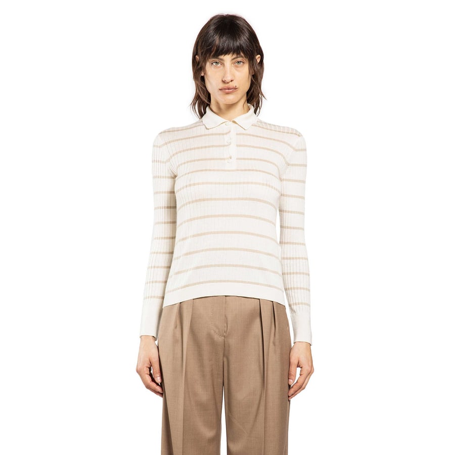 Max Mara Striped Cashmere Silk Polo, view 5