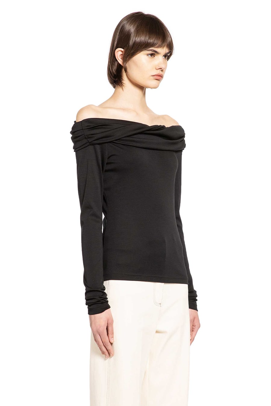 Max Mara Wool Off-The-Shoulder Top, view 3