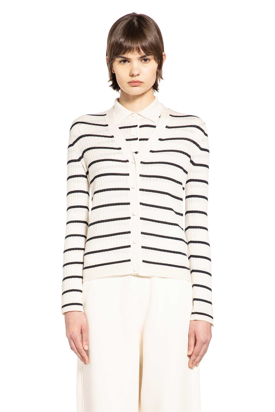 Max Mara Striped Silk Cashmere Cardigan