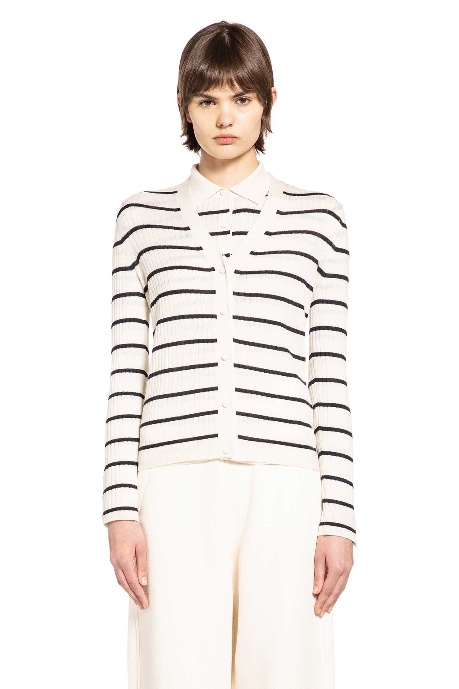 Max Mara Striped Silk Cashmere Cardigan