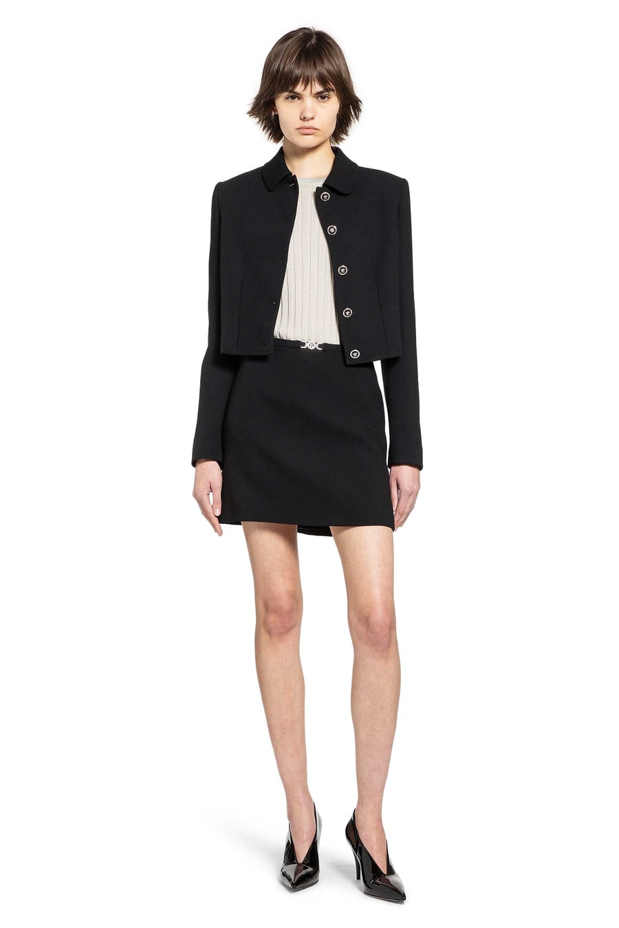 Versace Ribbed-Knit Cotton Viscose Sweater, view 4