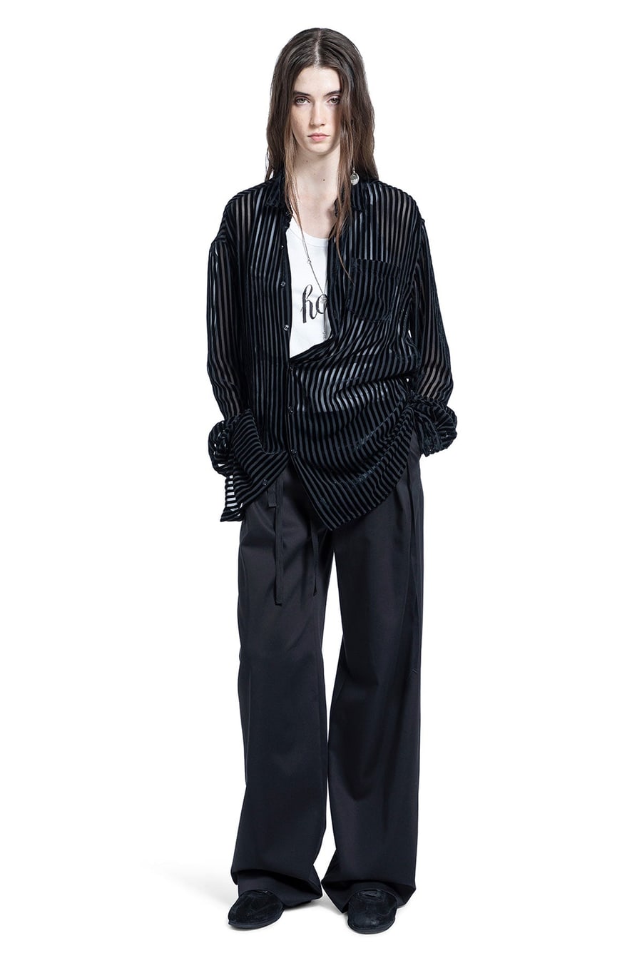 Ann Demeulemeester Nouk Wide Leg Pleated Trousers, view 5