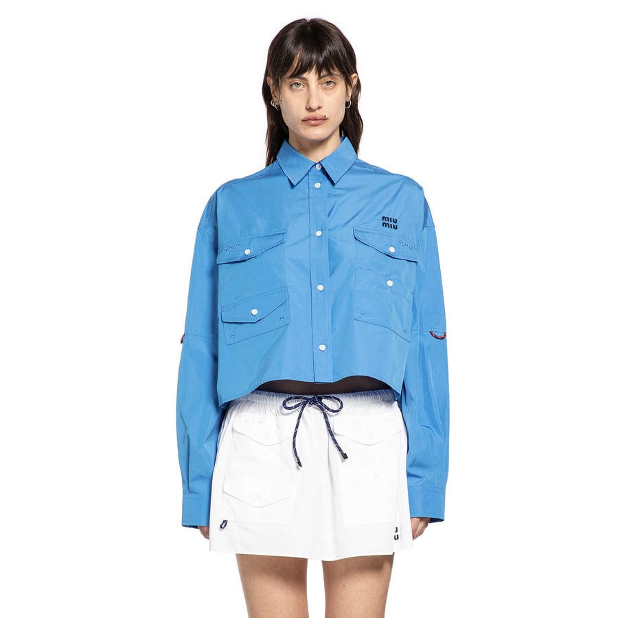 Miu Miu Cropped Poplin Shirt, view 6