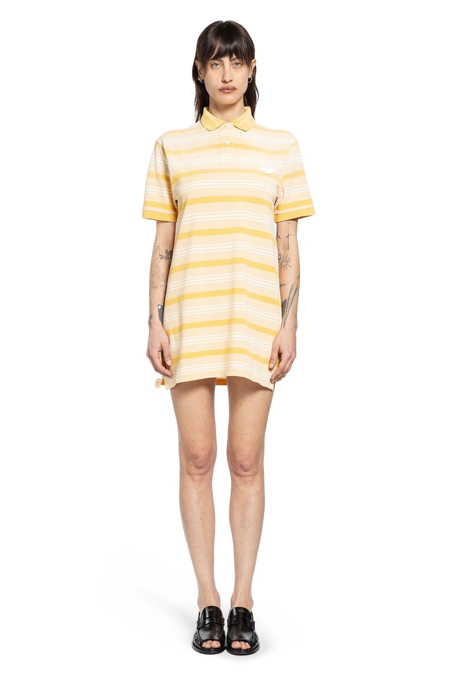 Prada Striped Cotton piqué Polo Mini Dres, view 2
