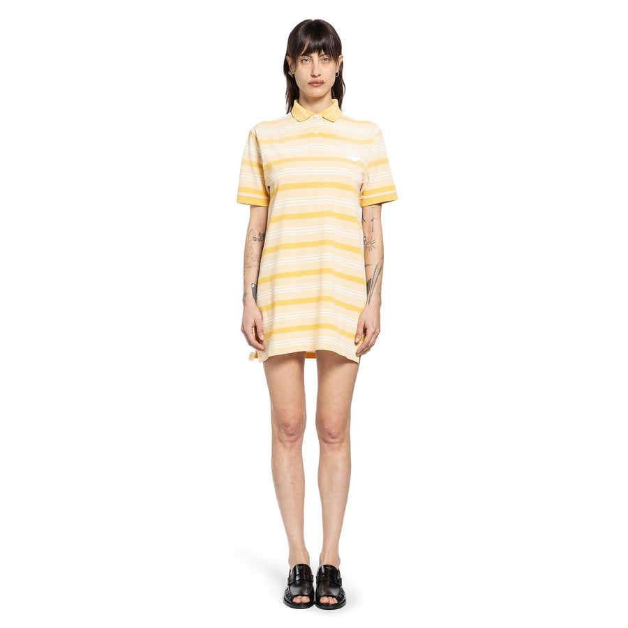 Prada Striped Cotton piqué Polo Mini Dres, view 5