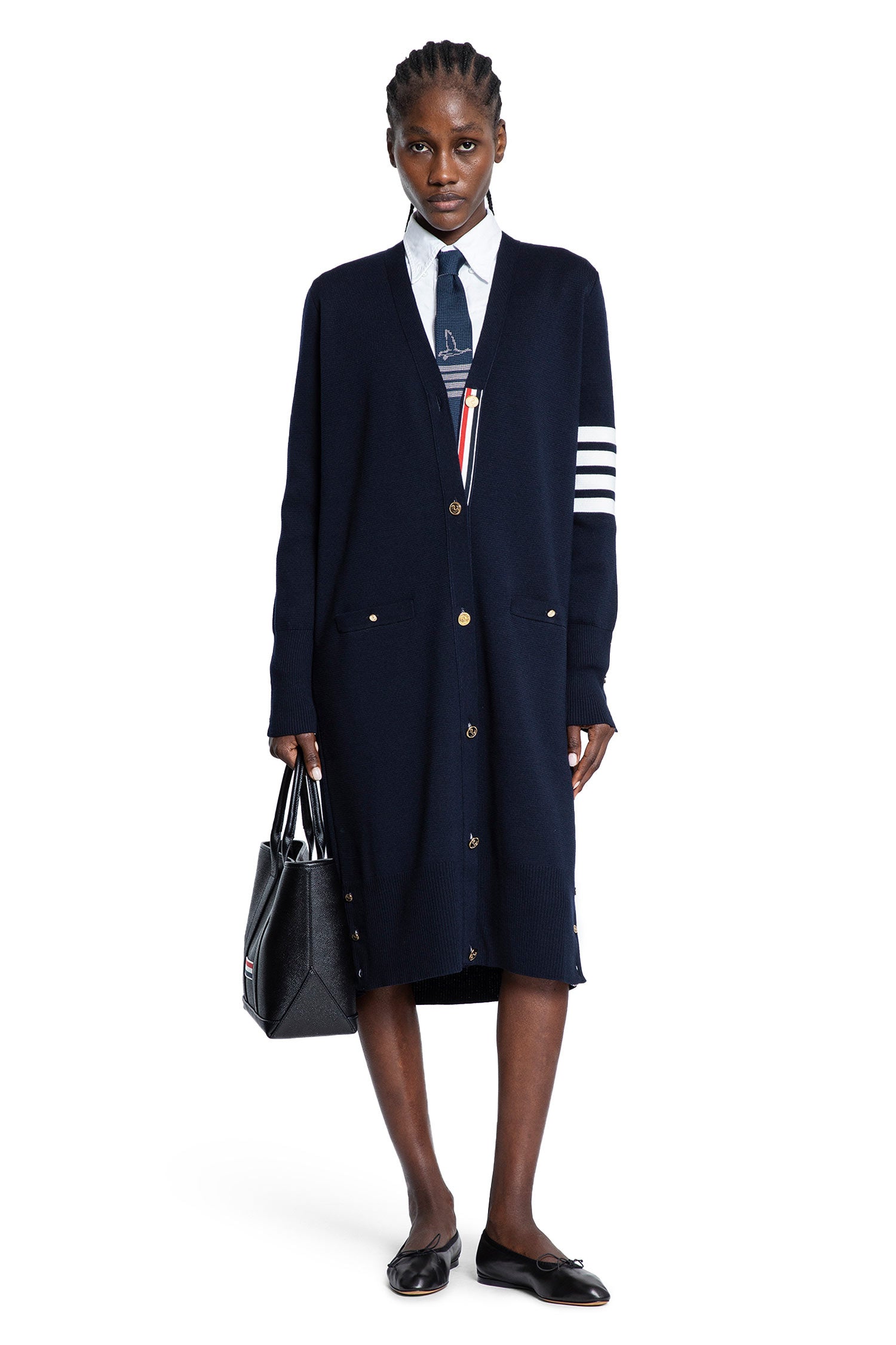Thom Browne 4-Bar Long Cardigan in Merino Wool