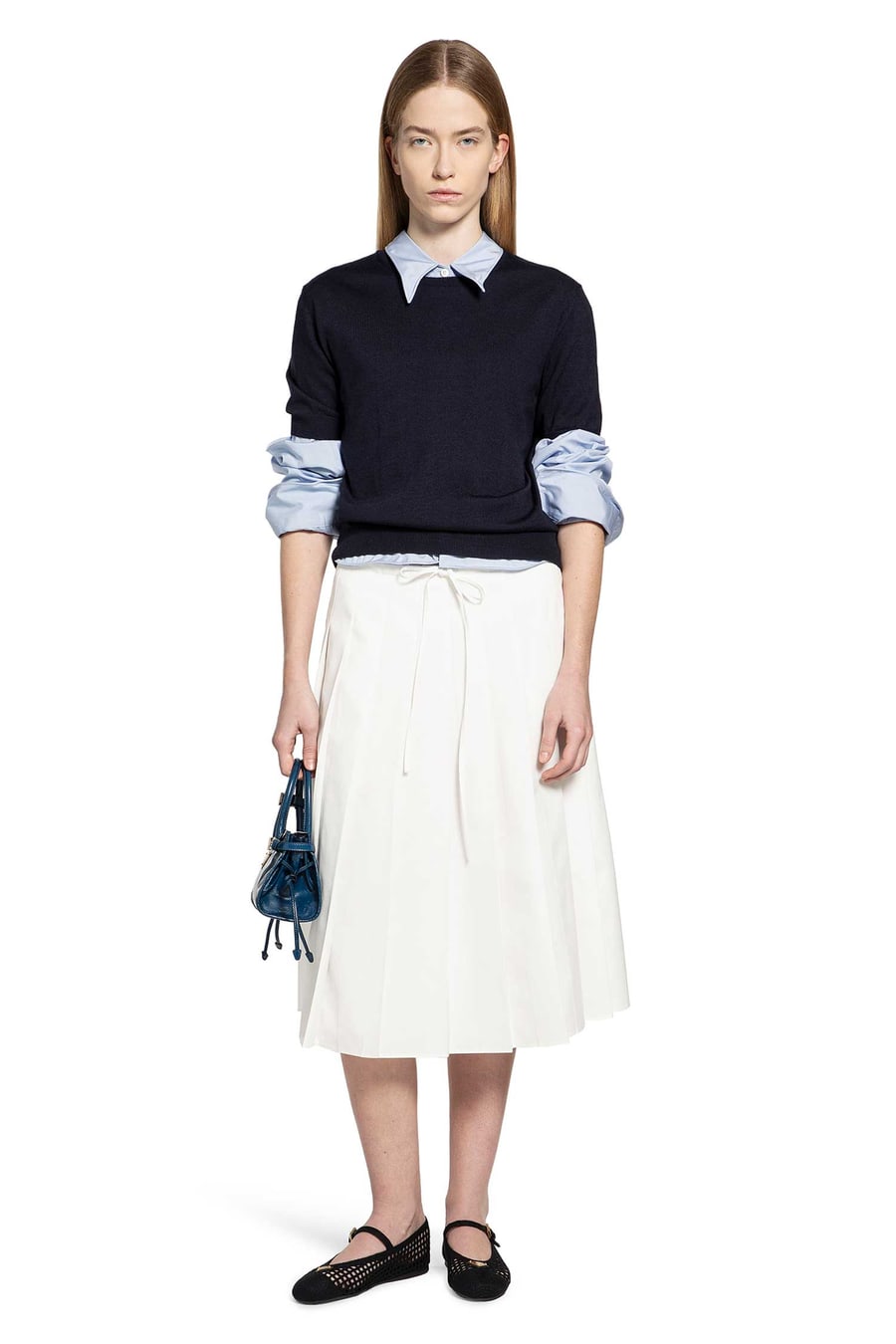 Prada Pleated Midi Skirt, view 5