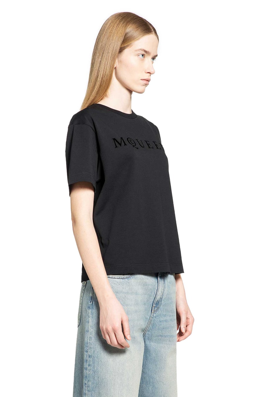 MCQUEEN Boxy Velvet Logo Tee, view 3