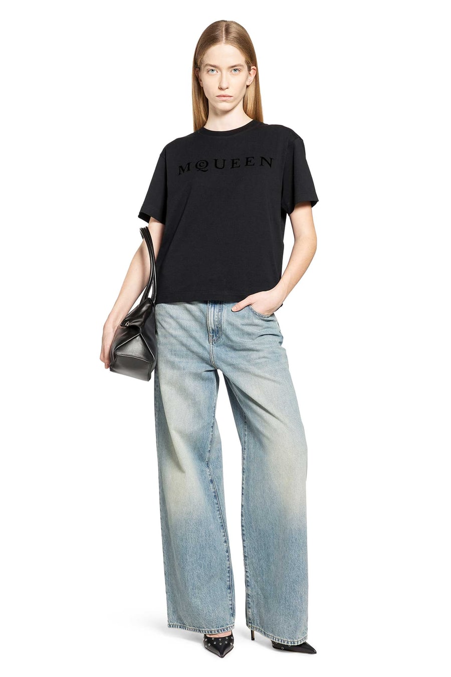 MCQUEEN Boxy Velvet Logo Tee, view 5