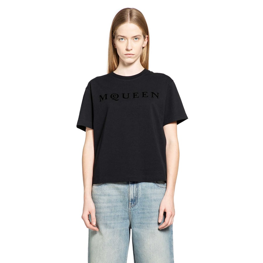 MCQUEEN Boxy Velvet Logo Tee, view 6