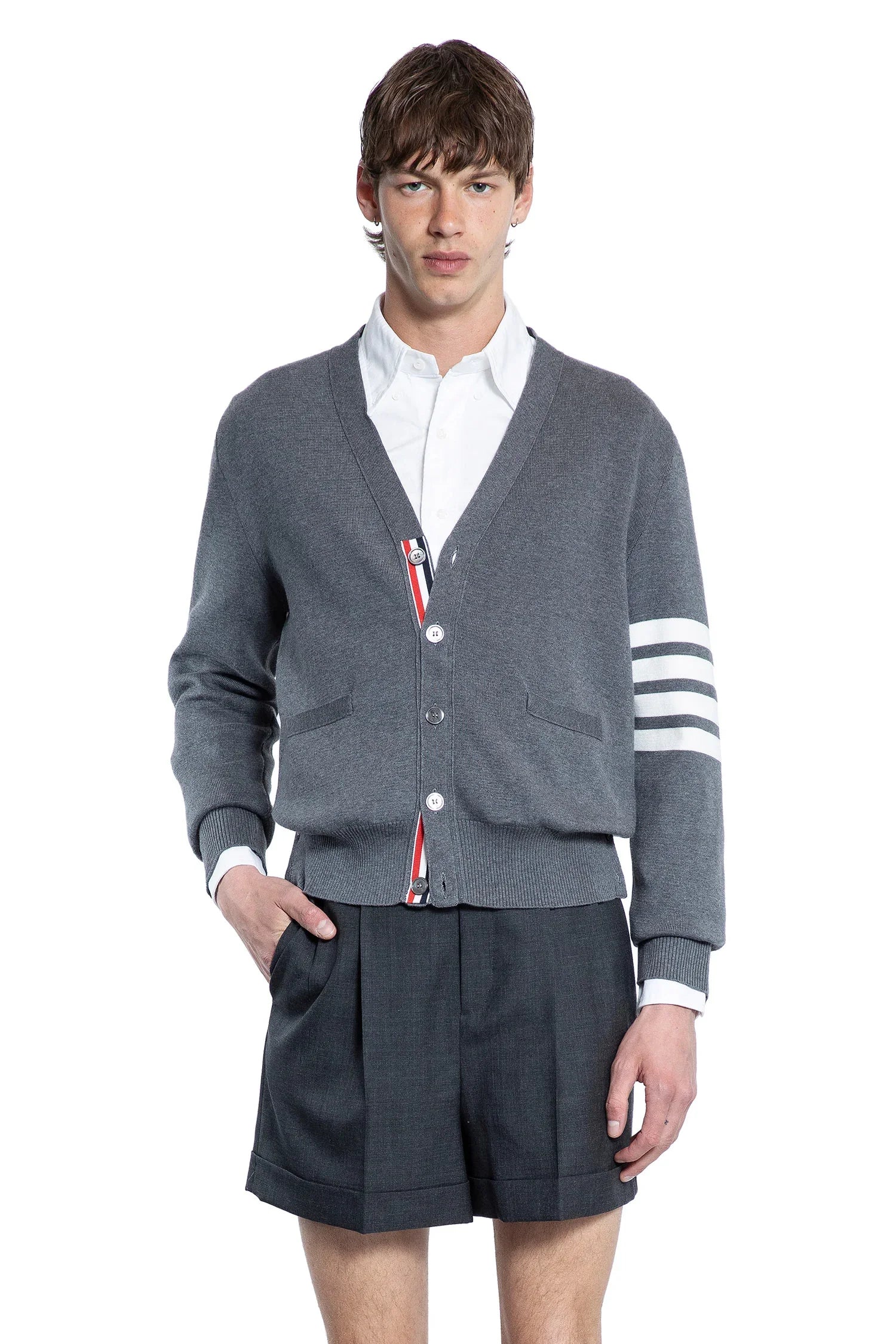 Thom Browne 4-Bar Milano Stitch Cotton Cardigan