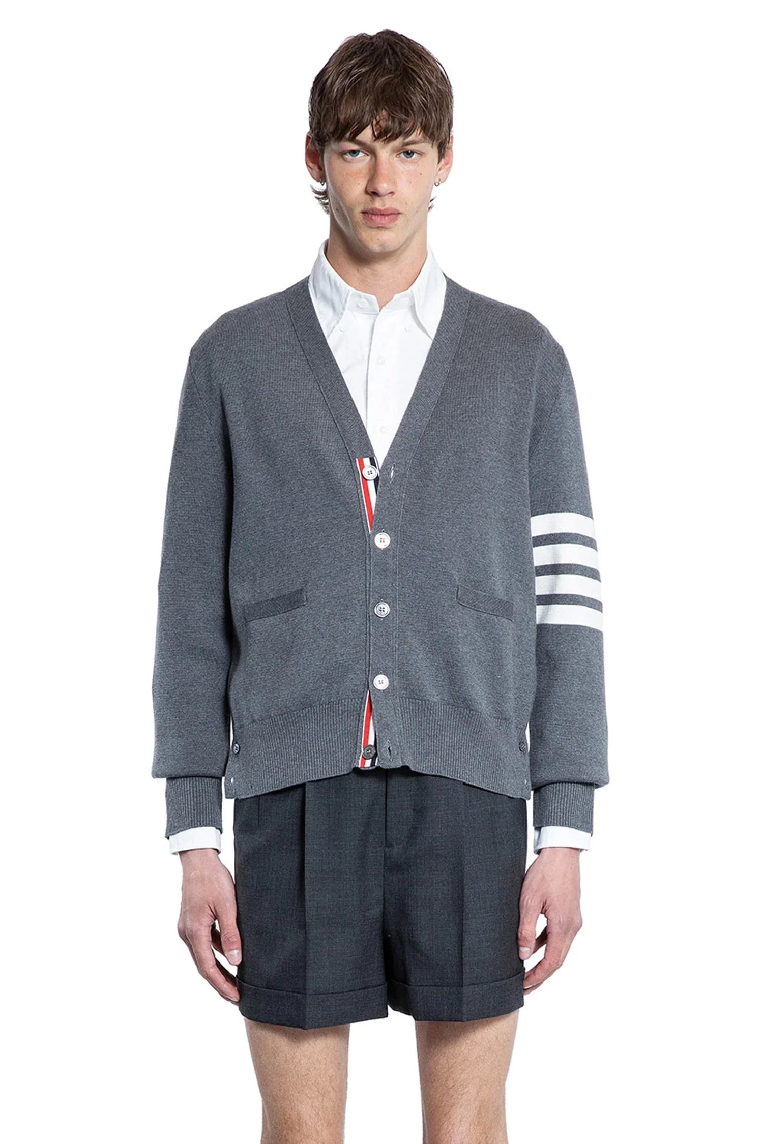 Thom Browne 4-Bar Milano Stitch Cotton Cardigan, view 2