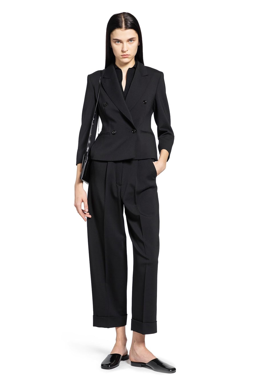 Max Mara Cropped Wool Tailored Trousers, view 5