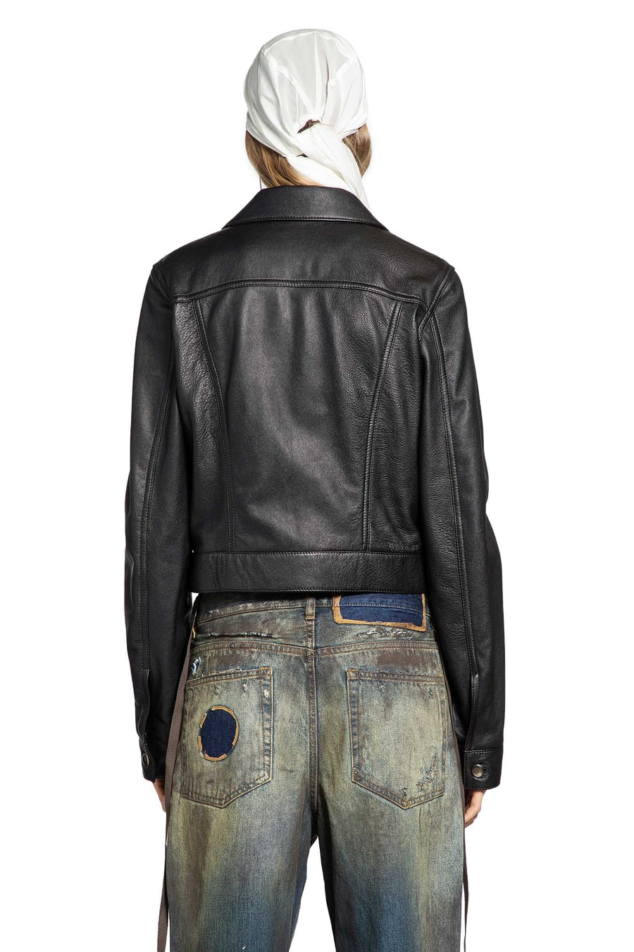 Ann Demeulemeester Ilmi Satin Structured Leather Jacket, view 4