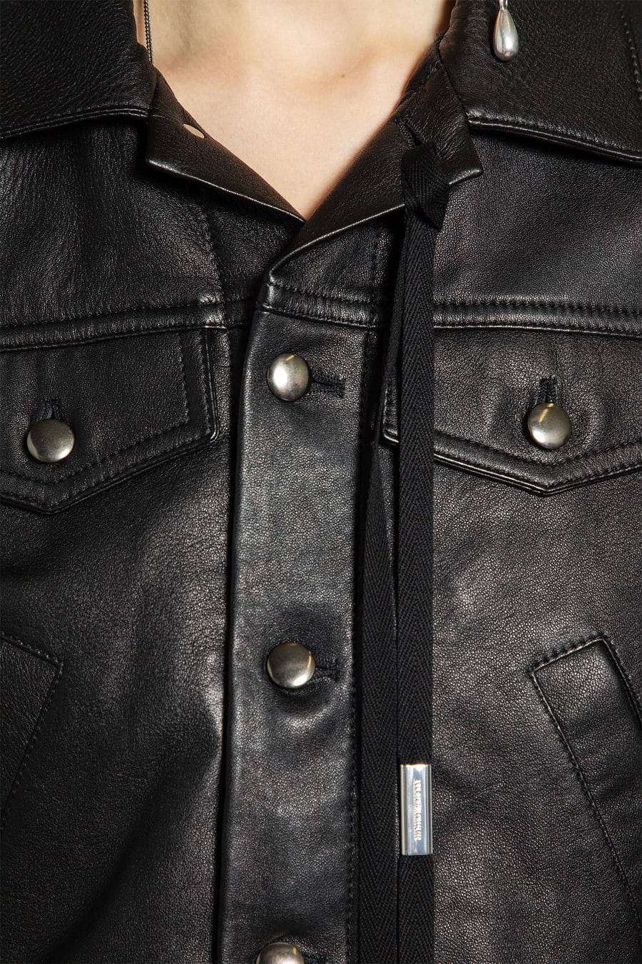 Ann Demeulemeester Ilmi Satin Structured Leather Jacket, view 6