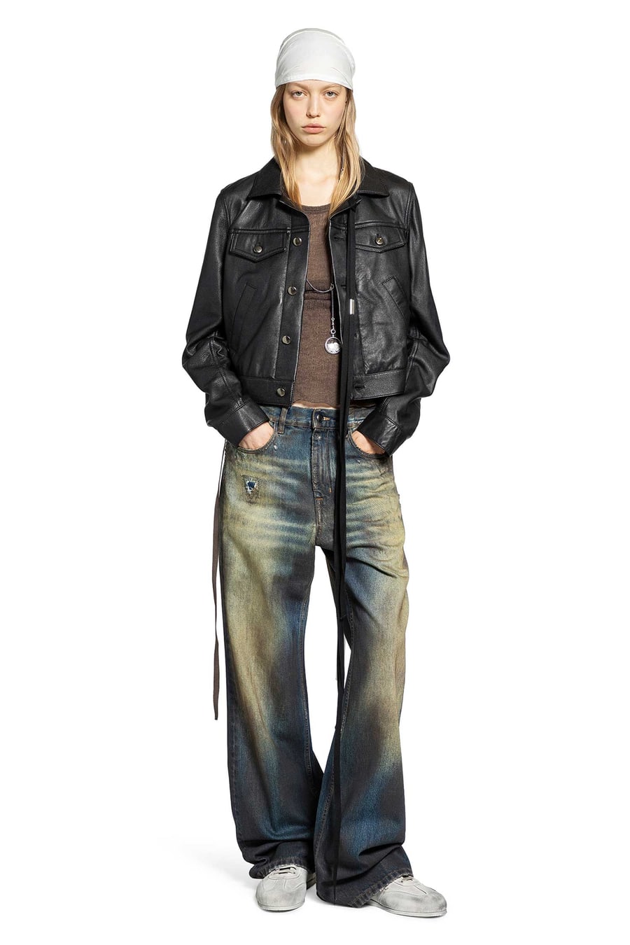 Ann Demeulemeester Ilmi Satin Structured Leather Jacket, view 7