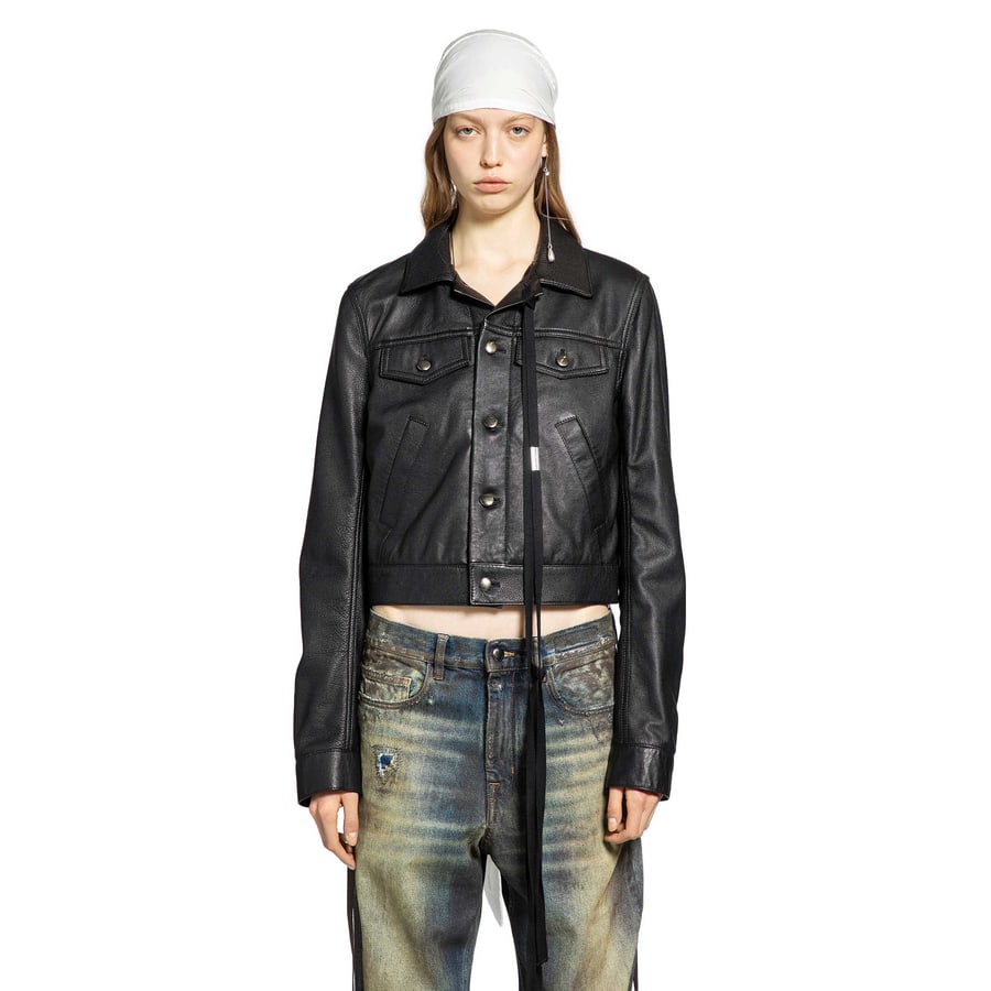 Ann Demeulemeester Ilmi Satin Structured Leather Jacket, view 8