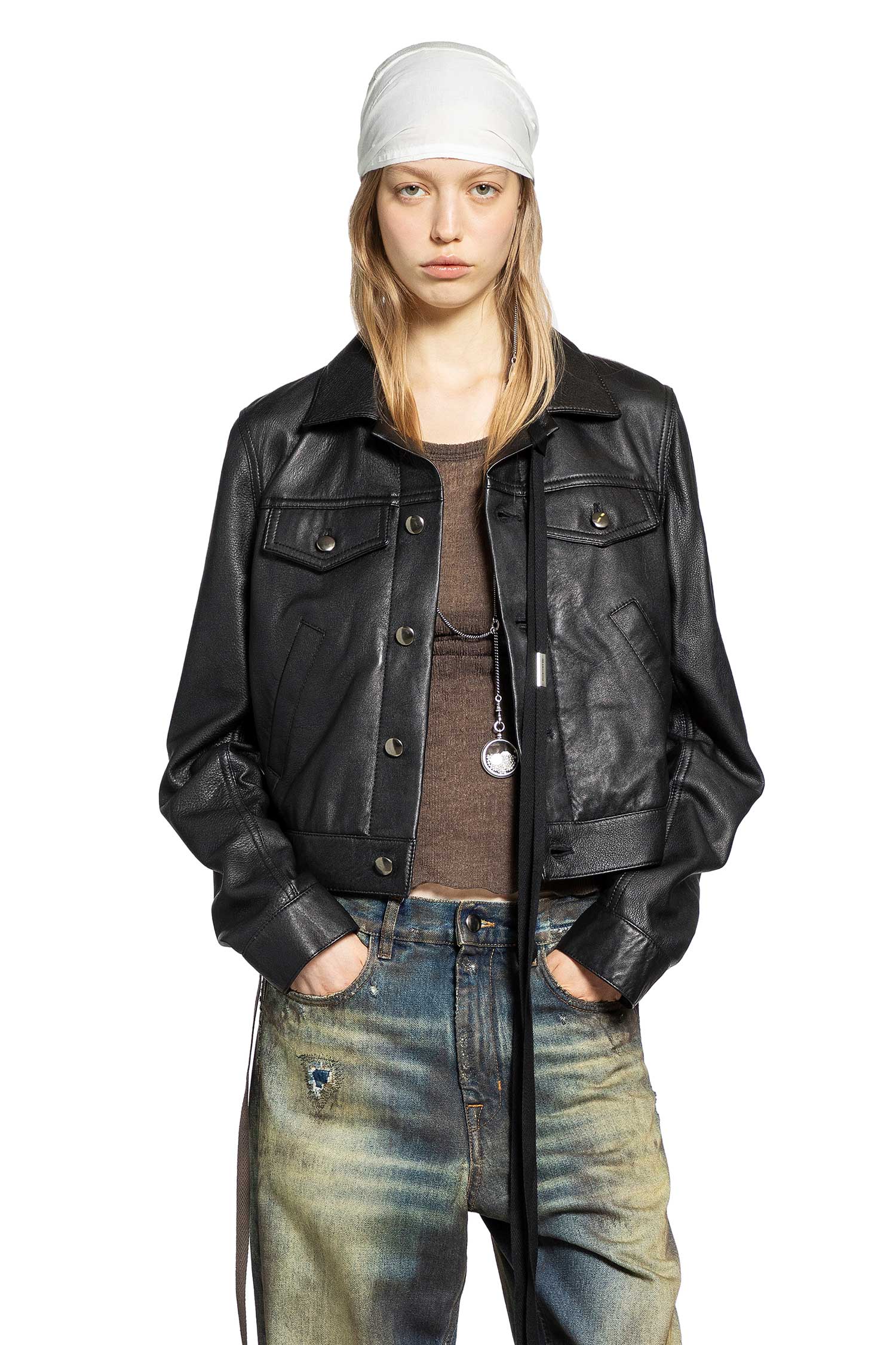 Ann Demeulemeester Ilmi Satin Structured Leather Jacket