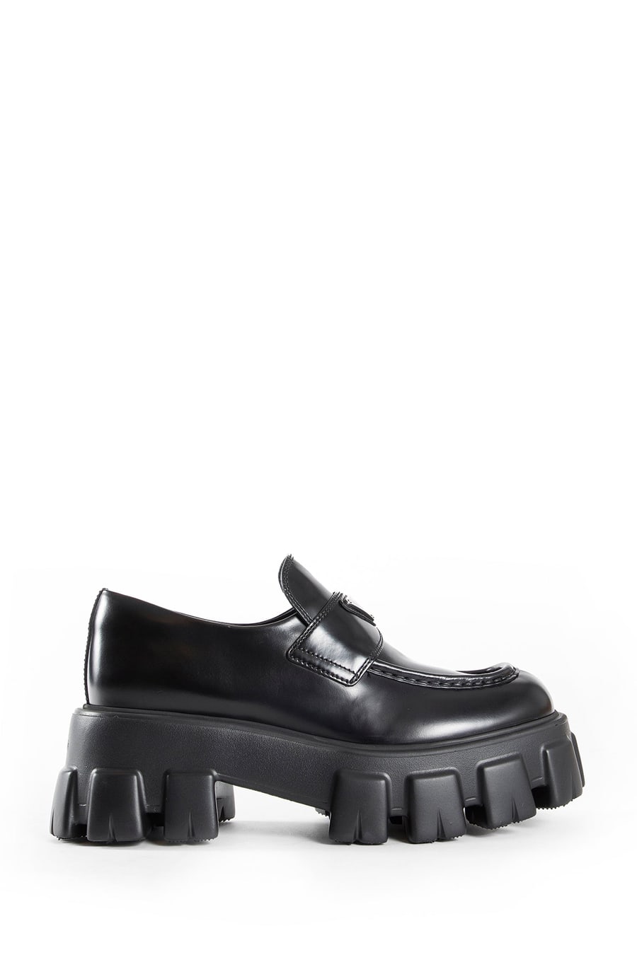 Prada Brushed Leather Monolith Loafers