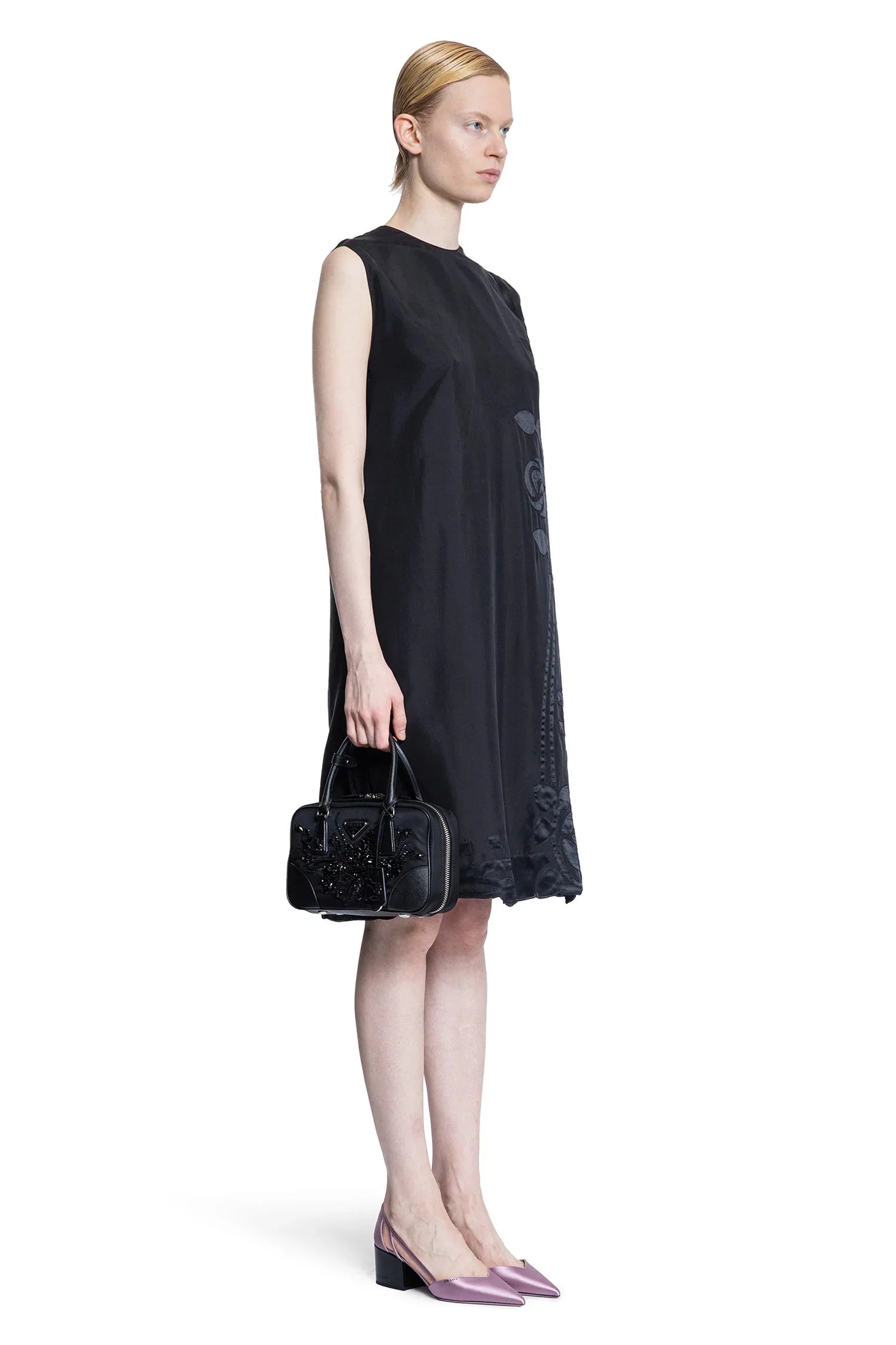 Prada Habotai Embroidery Dress, view 2
