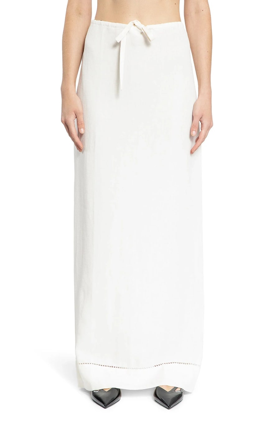 Prada Embroidered Linen Maxi Skirt, view 2