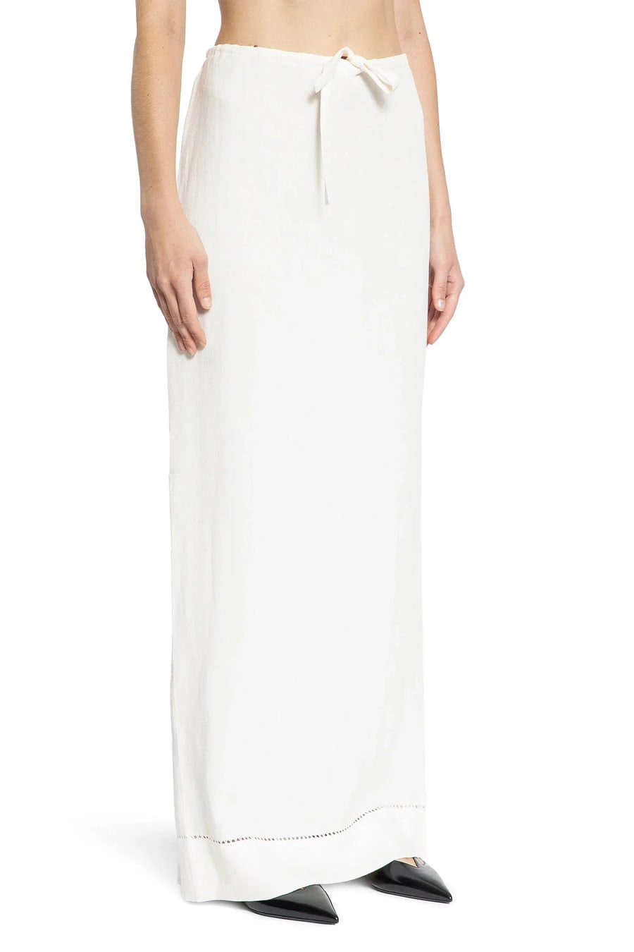 Prada Embroidered Linen Maxi Skirt, view 3