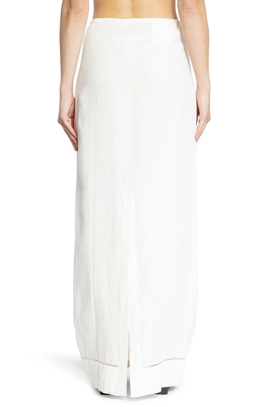 Prada Embroidered Linen Maxi Skirt, view 4