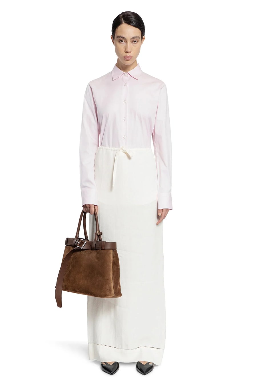 Prada Embroidered Linen Maxi Skirt, view 5