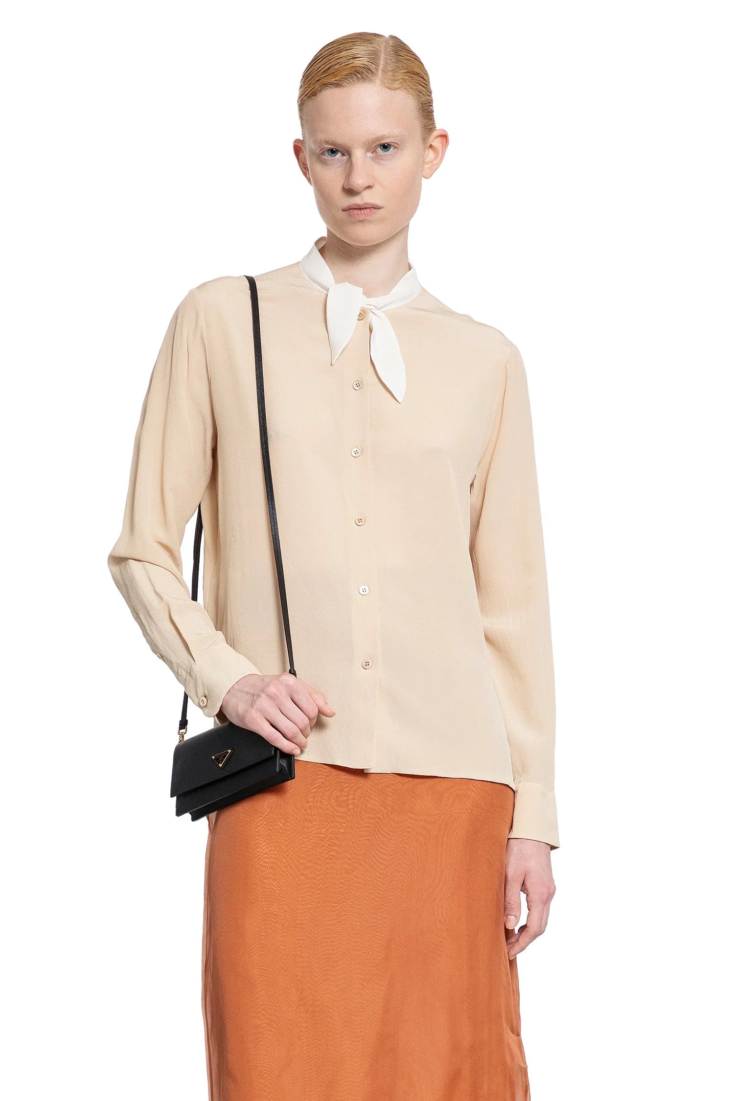 Prada Lavallière Crêpe De Chine Shirt