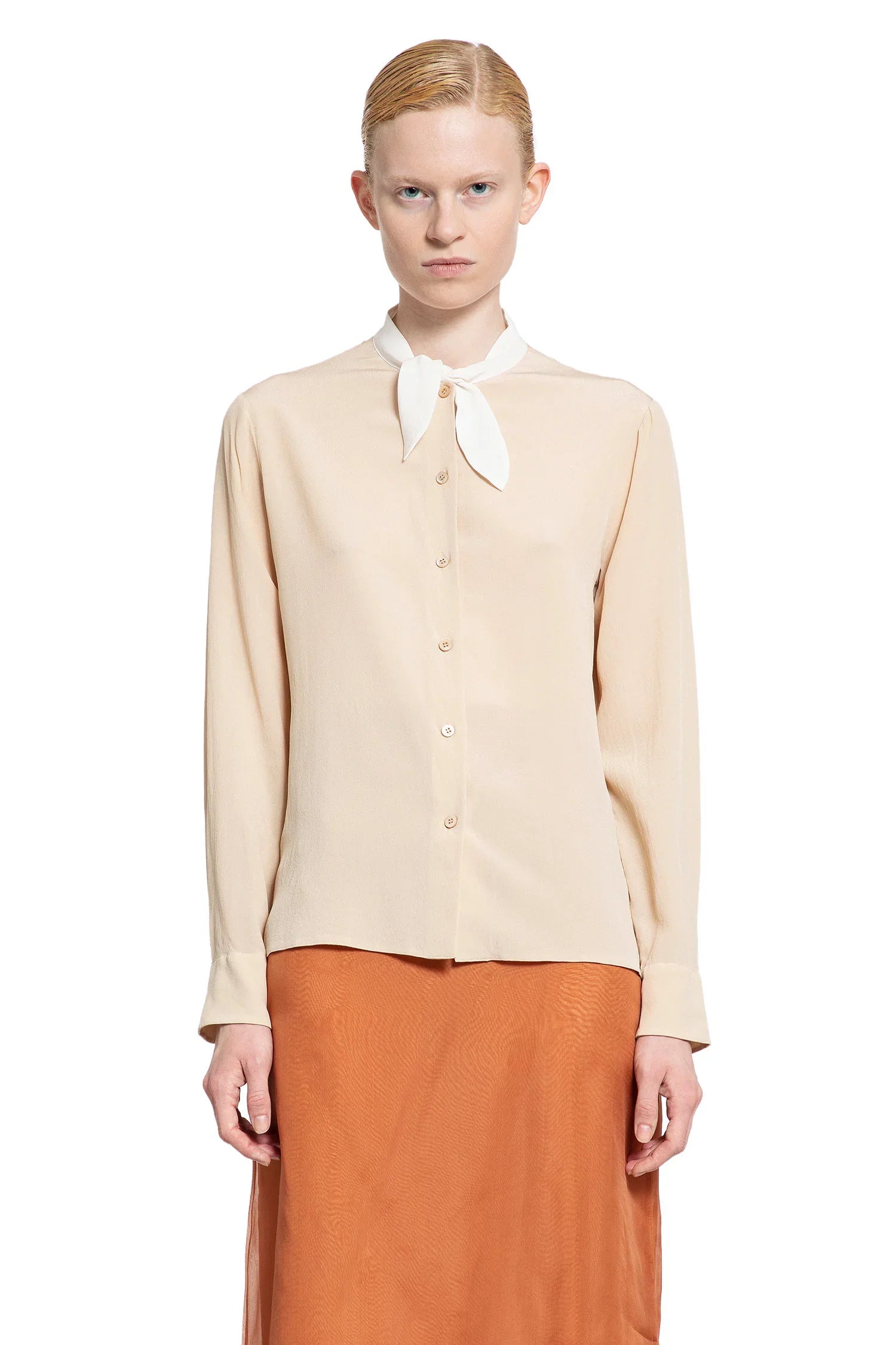 Prada Lavallière Crêpe De Chine Shirt, view 2