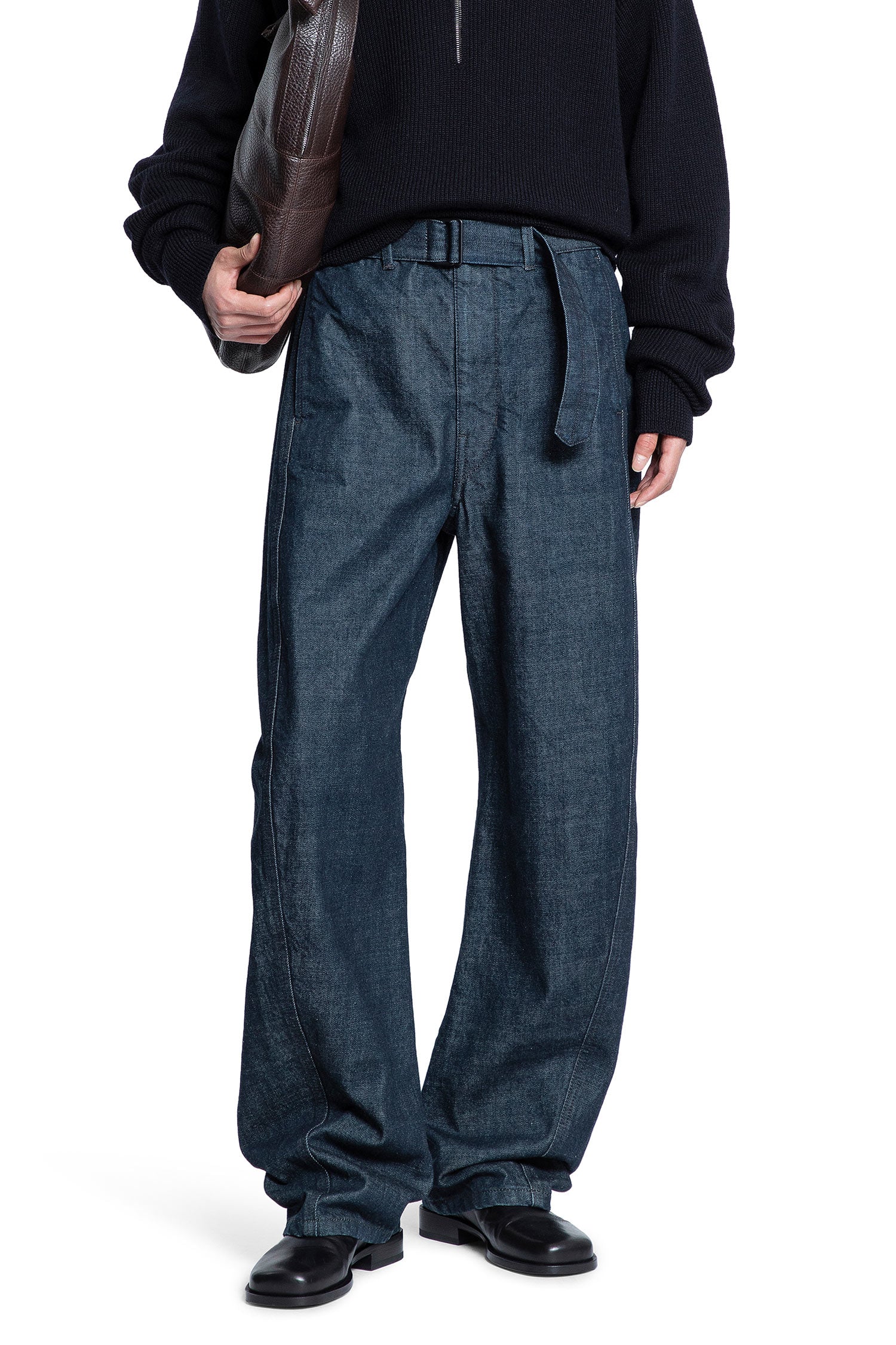 Lemaire Denim Wide-leg Twisted Belted Pants