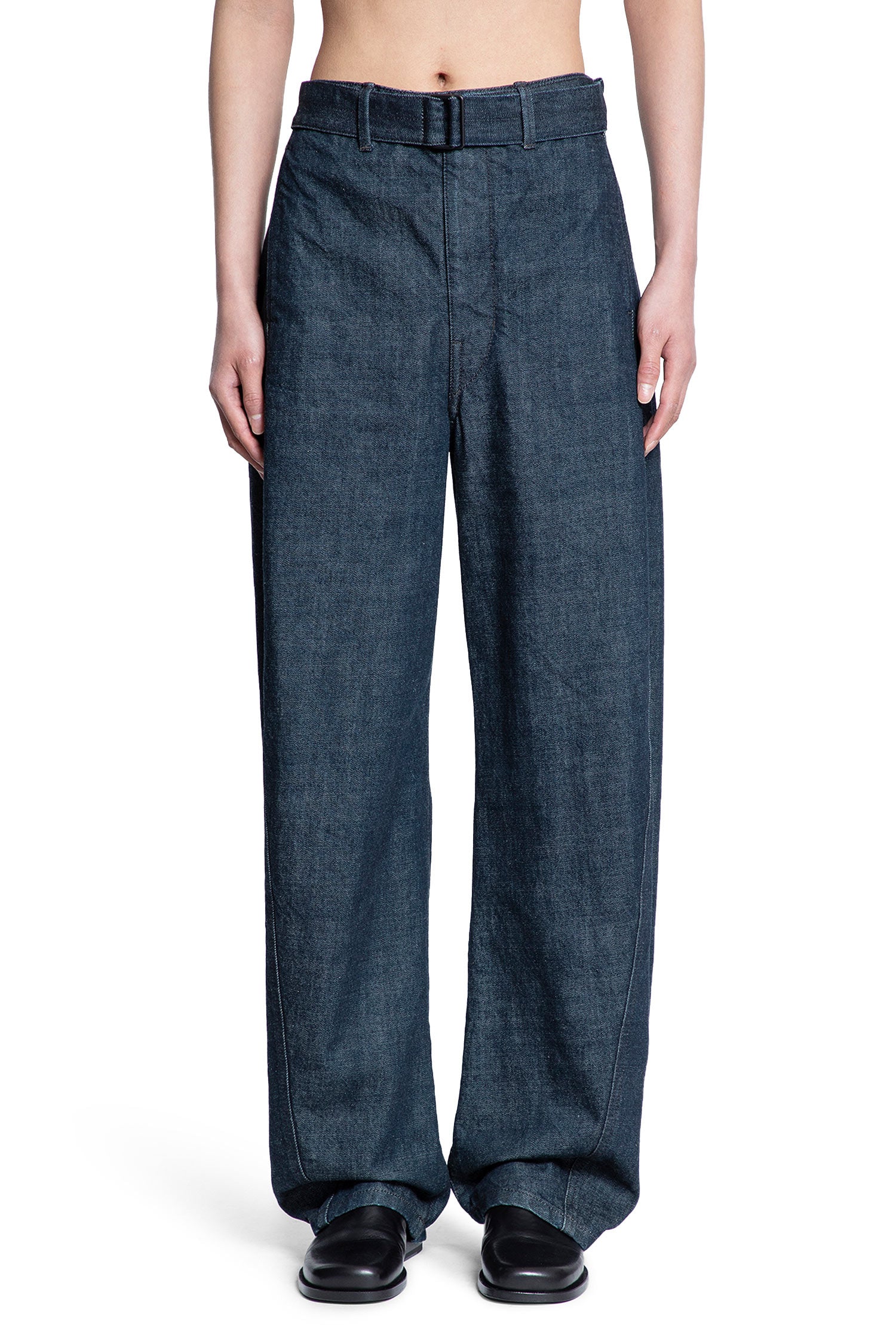 Lemaire Denim Wide-leg Twisted Belted Pants, view 2