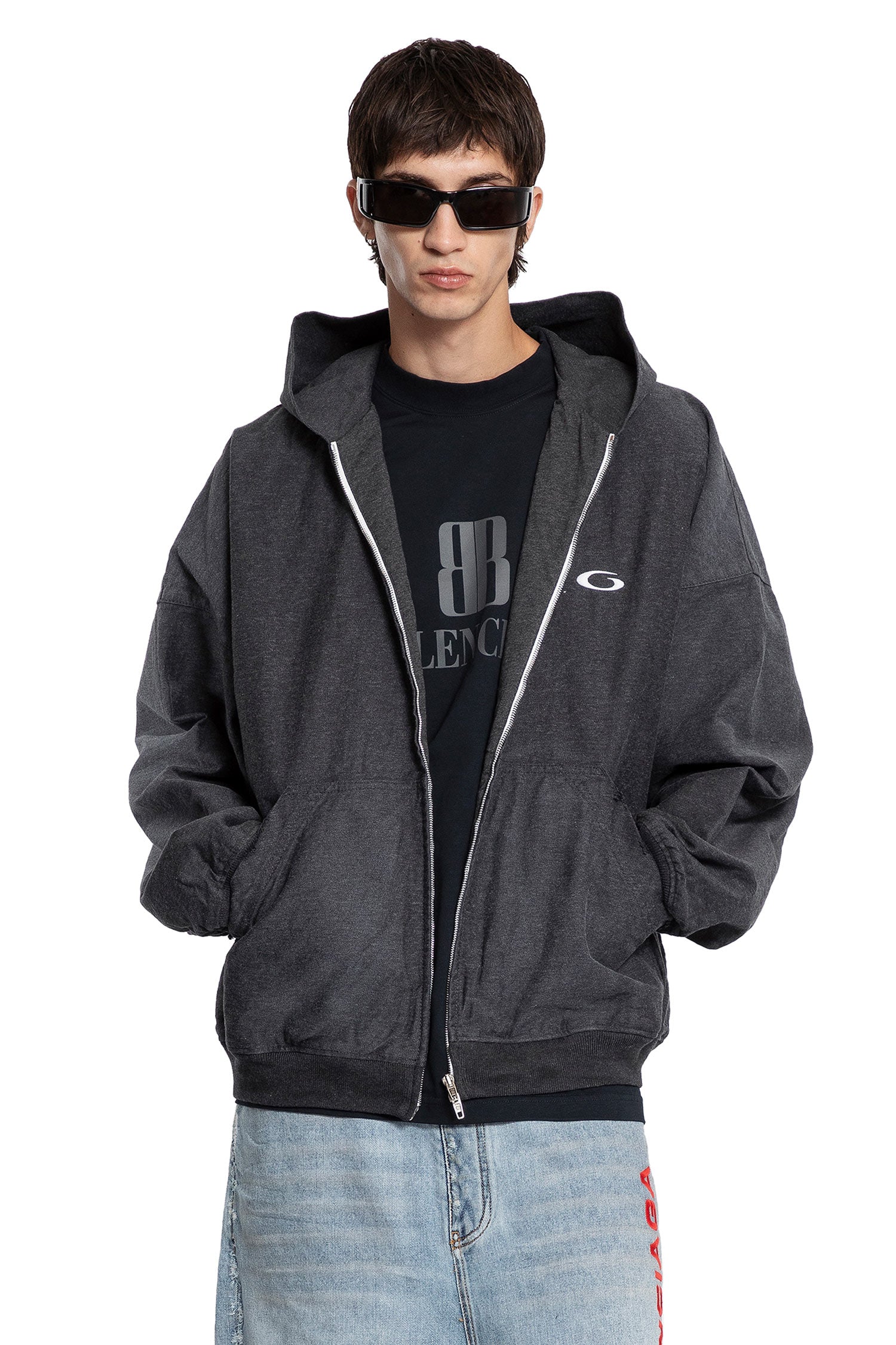 Balenciaga Trompe L'Oeil Hoodie in Cotton Denim