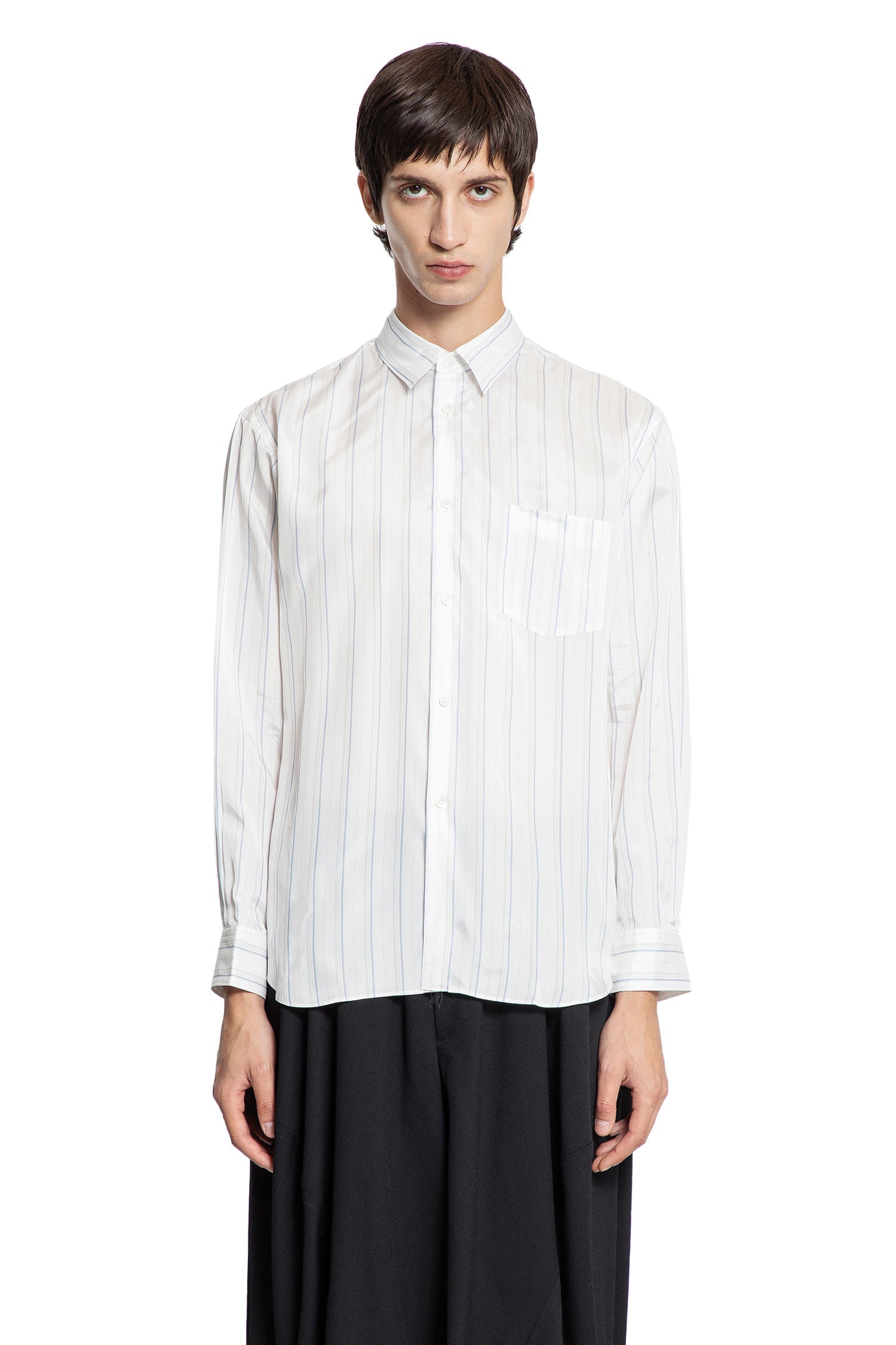 COMME DES GARCONS SHIRT Pocket Shirt in Striped Sheer Cupro