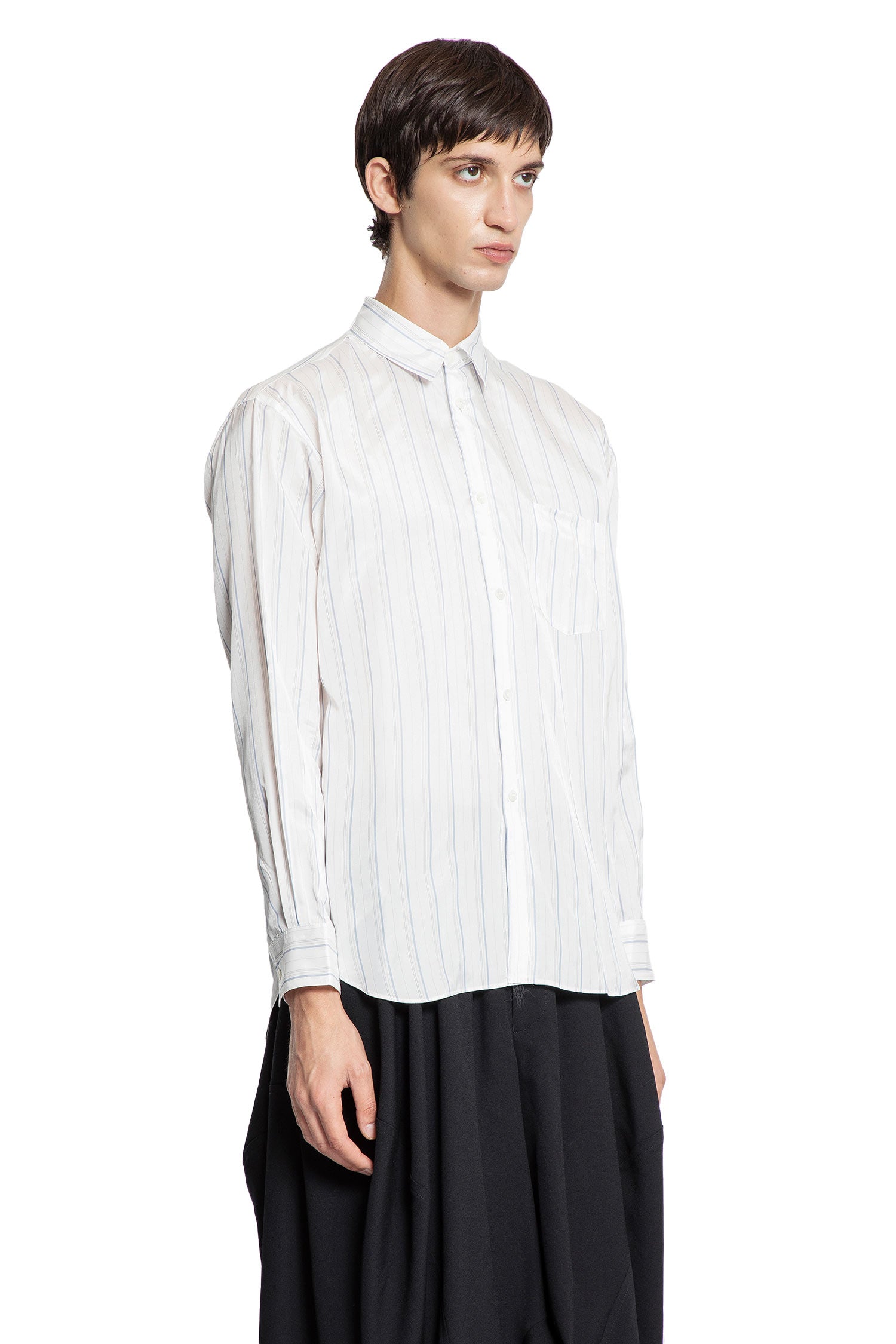 COMME DES GARCONS SHIRT Pocket Shirt in Striped Sheer Cupro, view 2