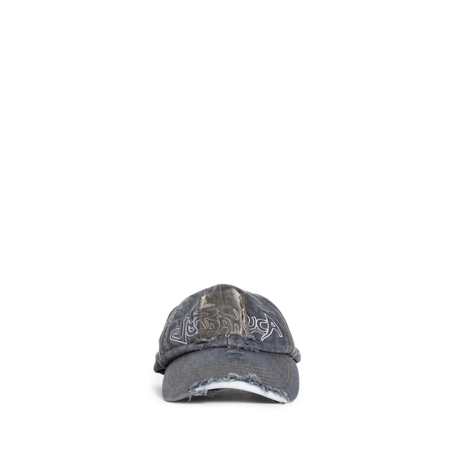 JORDANLUCA Distressed denim baseball cap, view 4