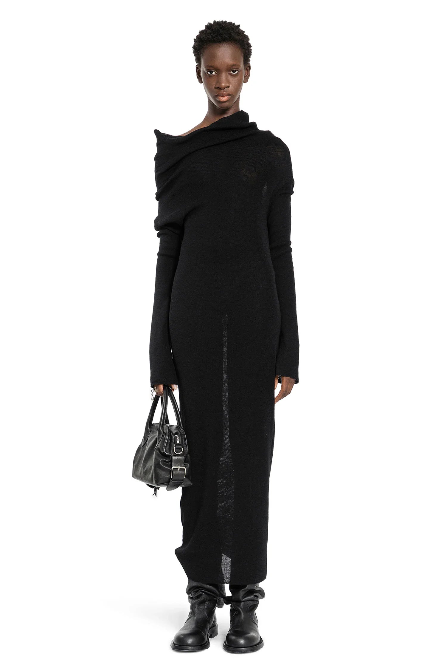 Ann Demeulemeester Barbro Long Dress in Ultralight Crêpe Wool Knit