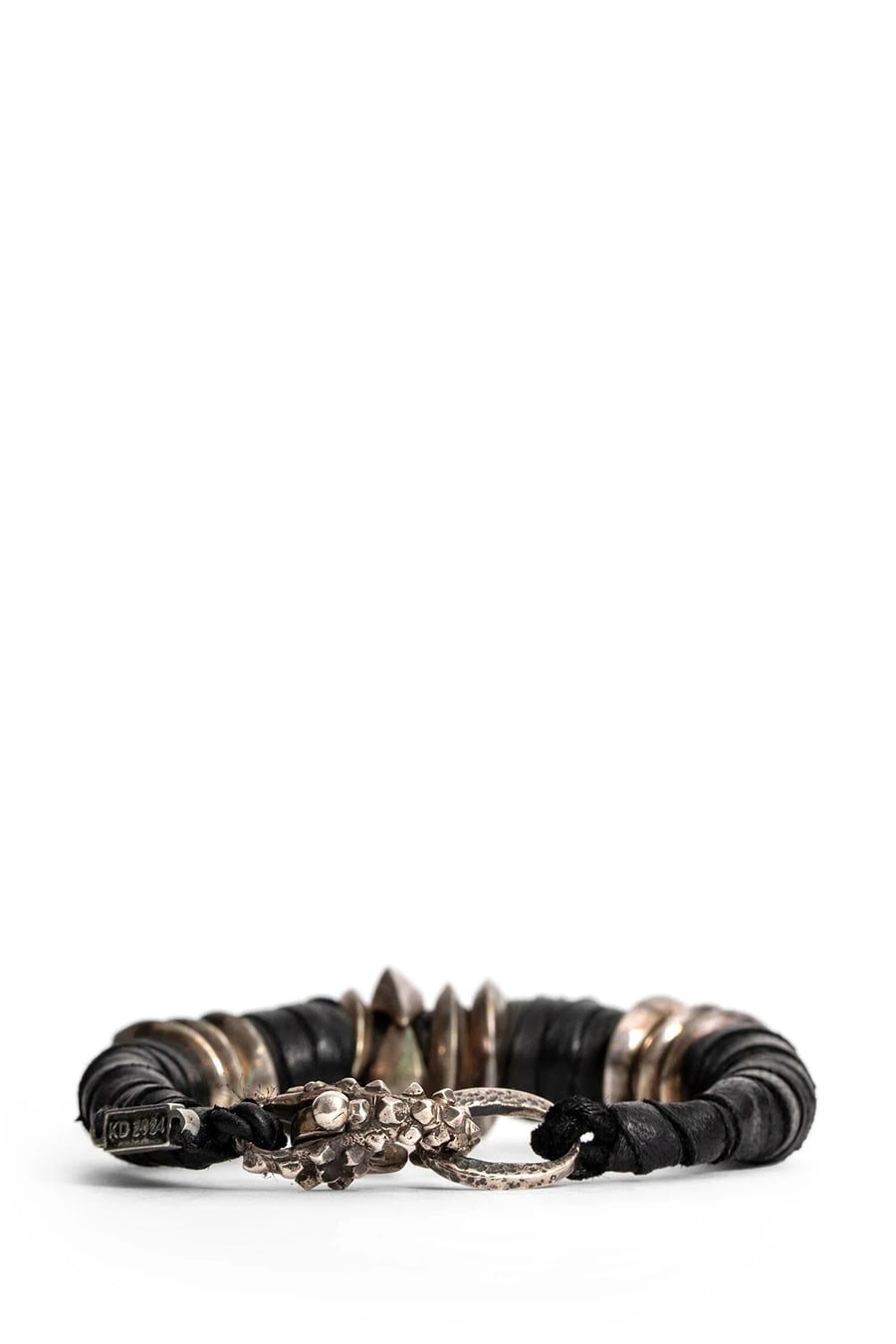 KD2024 bounded leather bracelet with silver nails, view 2