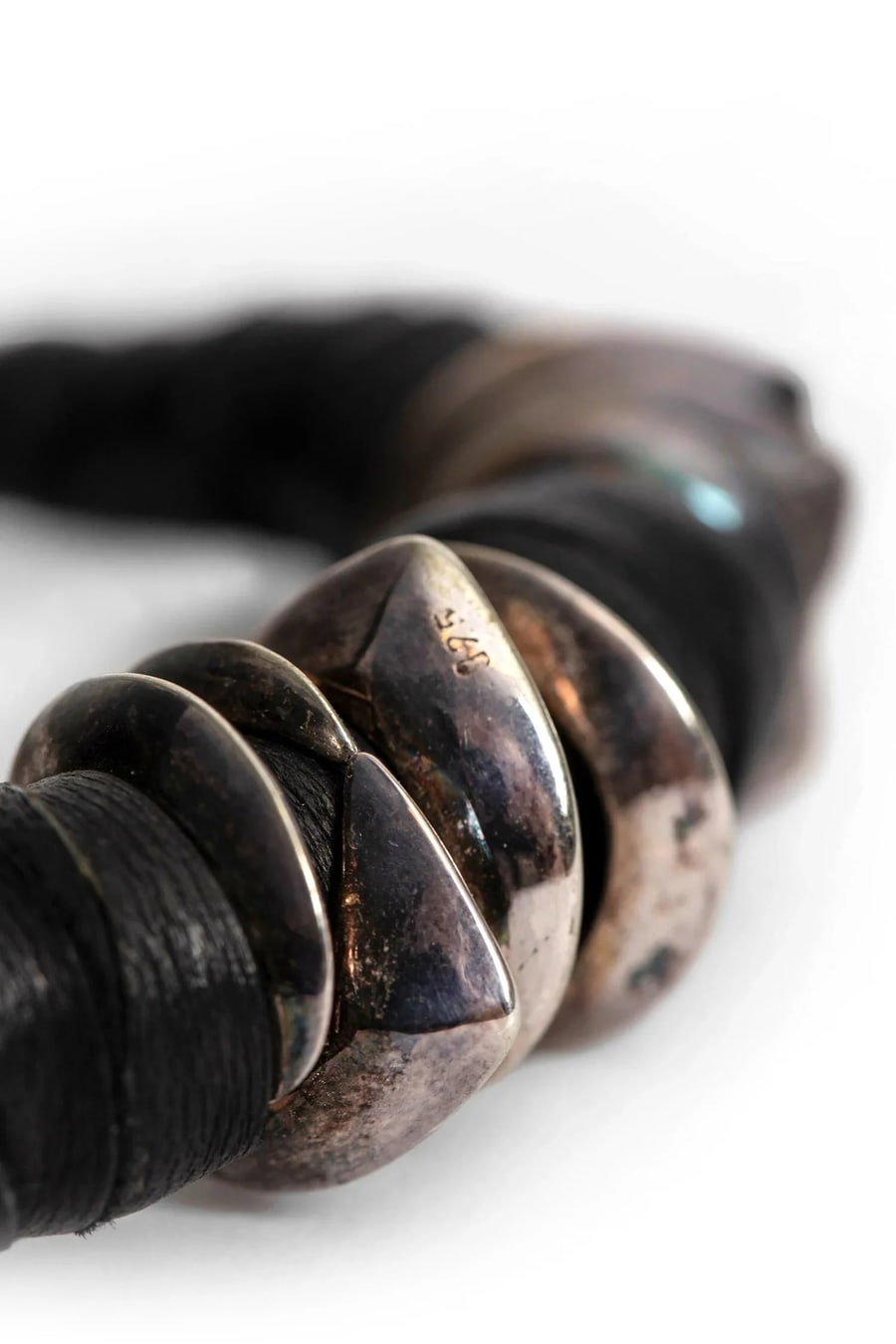 KD2024 bounded leather bracelet with silver nails, view 3