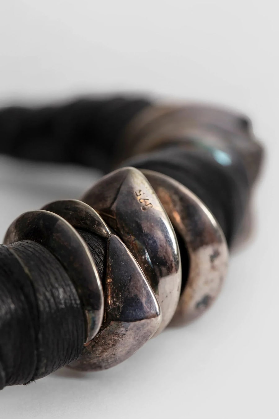KD2024 bounded leather bracelet with silver nails, view 4