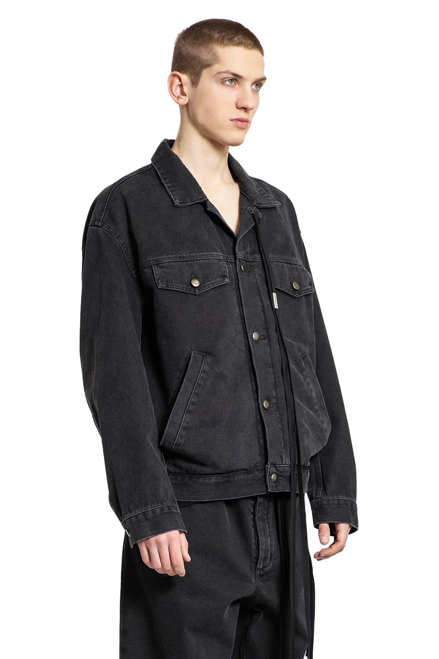 Ann Demeulemeester Patrick High-Comfort Denim Jacket, view 3